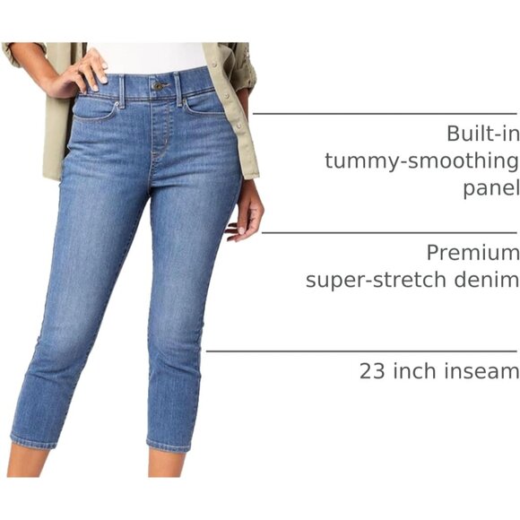 Women's Plus Size Denim Capris Stretch Tummy Control Mid Rise 23 - Picture 6 of 6